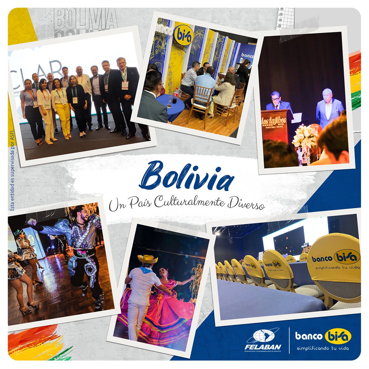 Banco BISA, bajo el concepto "Bolivia, un país culturalmente diverso", fue auspiciador de Diamante del Séptimo Congreso Latinoamericano de Riesgo CLAR, organizado por <a href="/AsobanBolivia/">ASOBAN BOLIVIA</a>. La participación de BISA fue elogiada por autoridades marcando un hito a nivel internacional. ✨