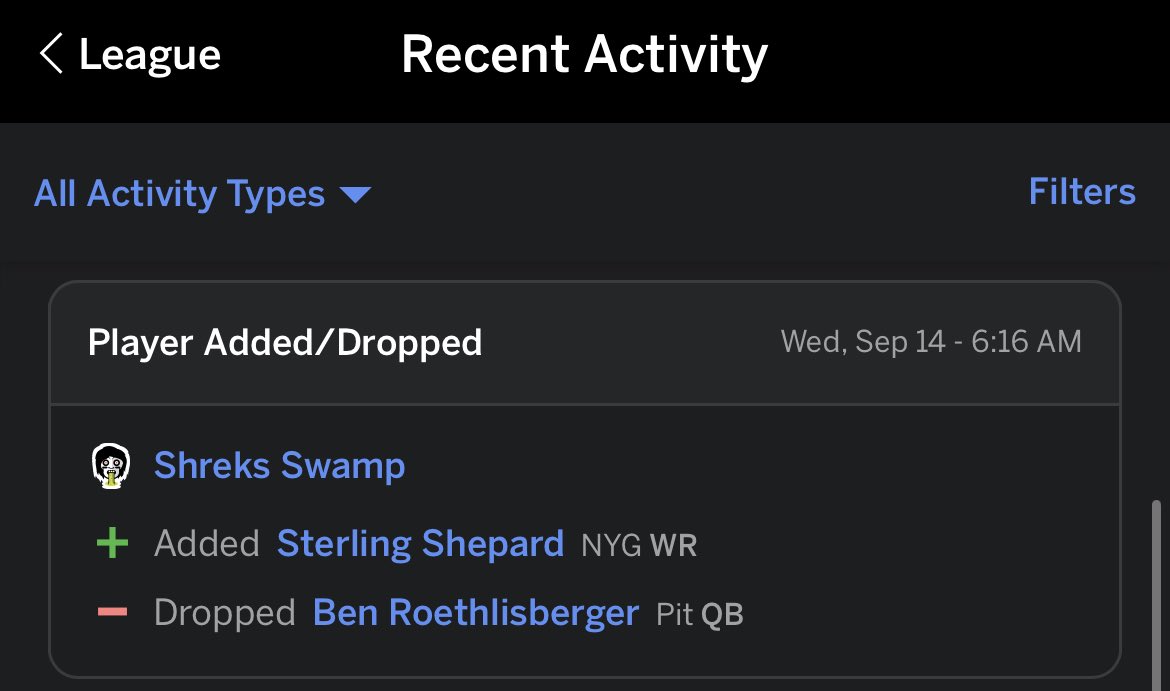 EFFL6's tweet image. Ben is love ben is life. Shrek’s Swamp @Hermyy32 giving up on his childhood after suffering a brutal week 1 loss to @BillyMiles14