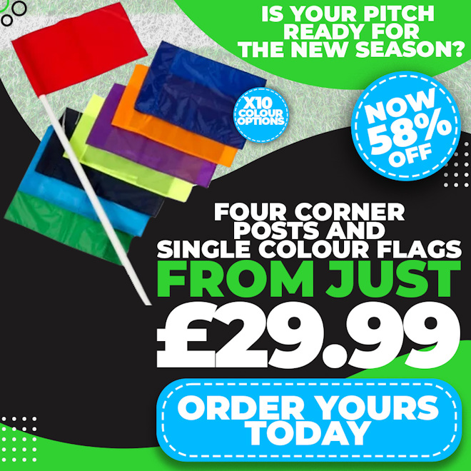 DiscountFK's tweet image. 4 Corner Posts Complete with 4 One Colour Corner Flags.

From just £29.99!

Grab yours below:
discountfootballkits.com/Corner-Posts-1…
#cornerposts #cornerflags #football #sports #sale #discount #specialoffer