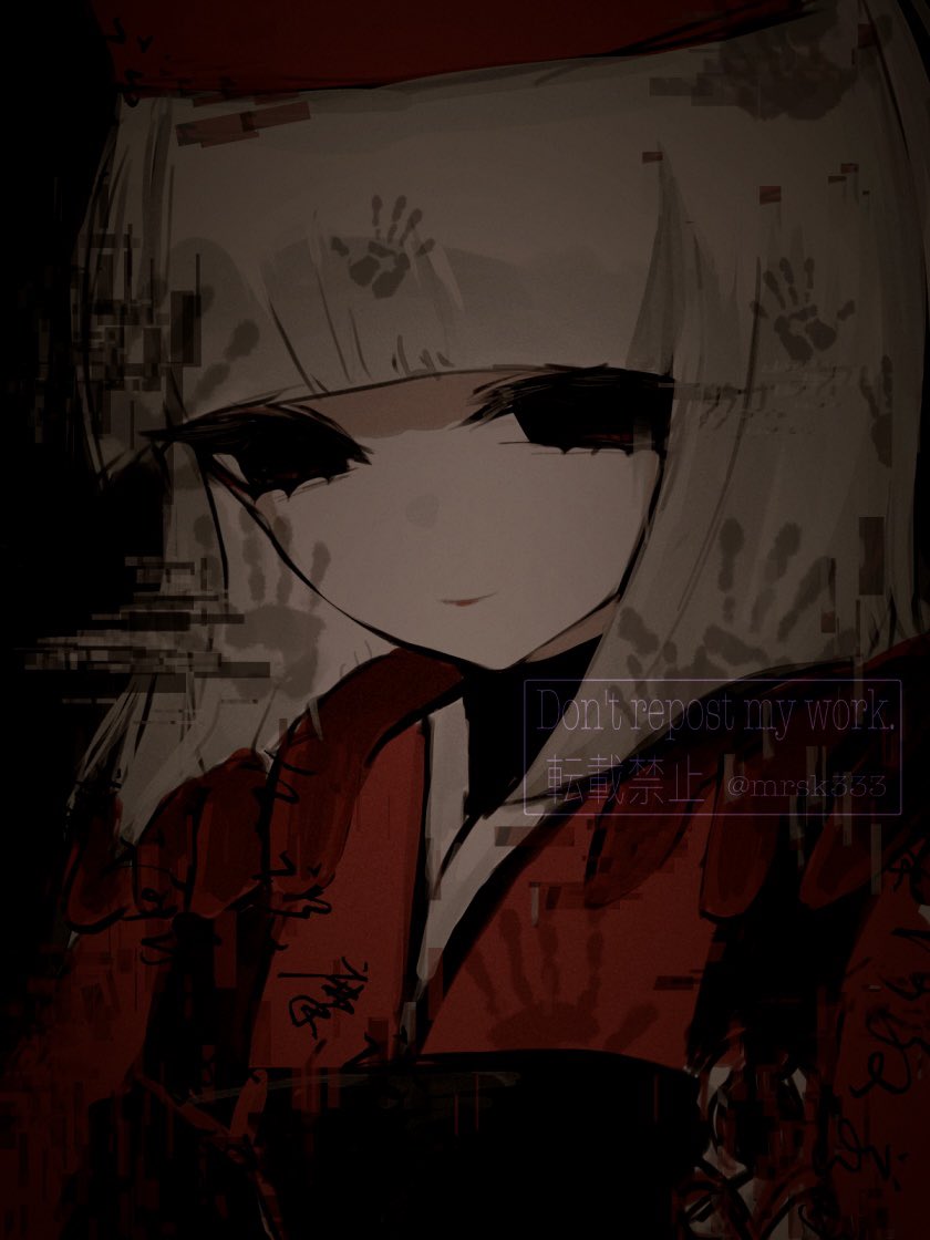 1girl kimono black eyes bangs japanese clothes solo blunt bangs  illustration images