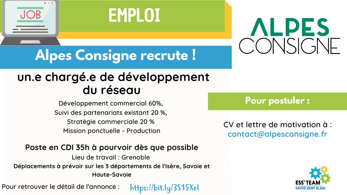essteam_'s tweet photo. Alpes Consigne recrute son chargé.e de développement réseau : https://t.co/IwZ1e1HuMD https://t.co/aobfvCVBkq