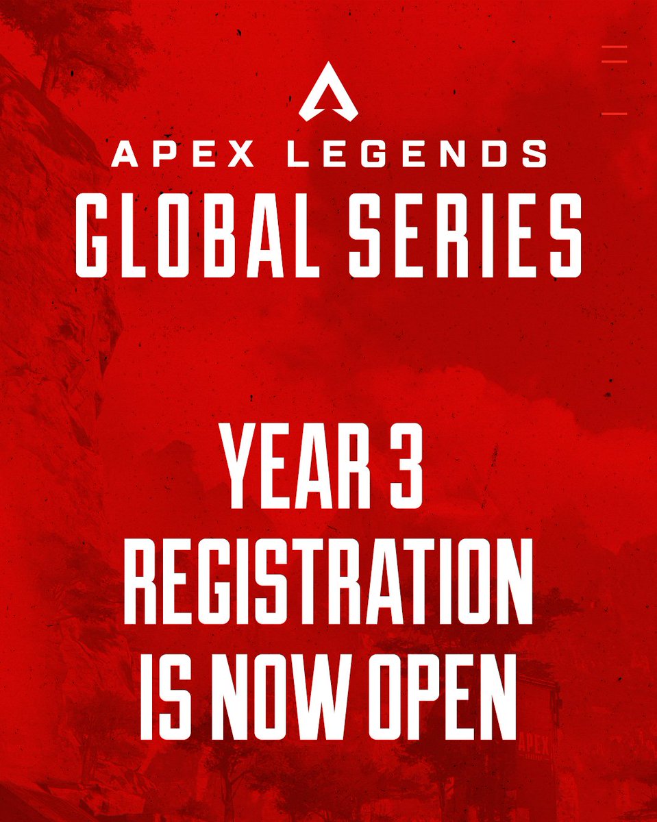 📢Legends, we know you've been waiting for this! 
✨#ALGS Year 3 registration is OPEN!

🌏Pro League w/ 30 Teams per region
👉3 Live Events 
💸$5,000,000 USD in prize money
and more...

🗞️Year 3 Blog: bit.ly/3D02DMu
🖊️Register: events.ea.com/algs