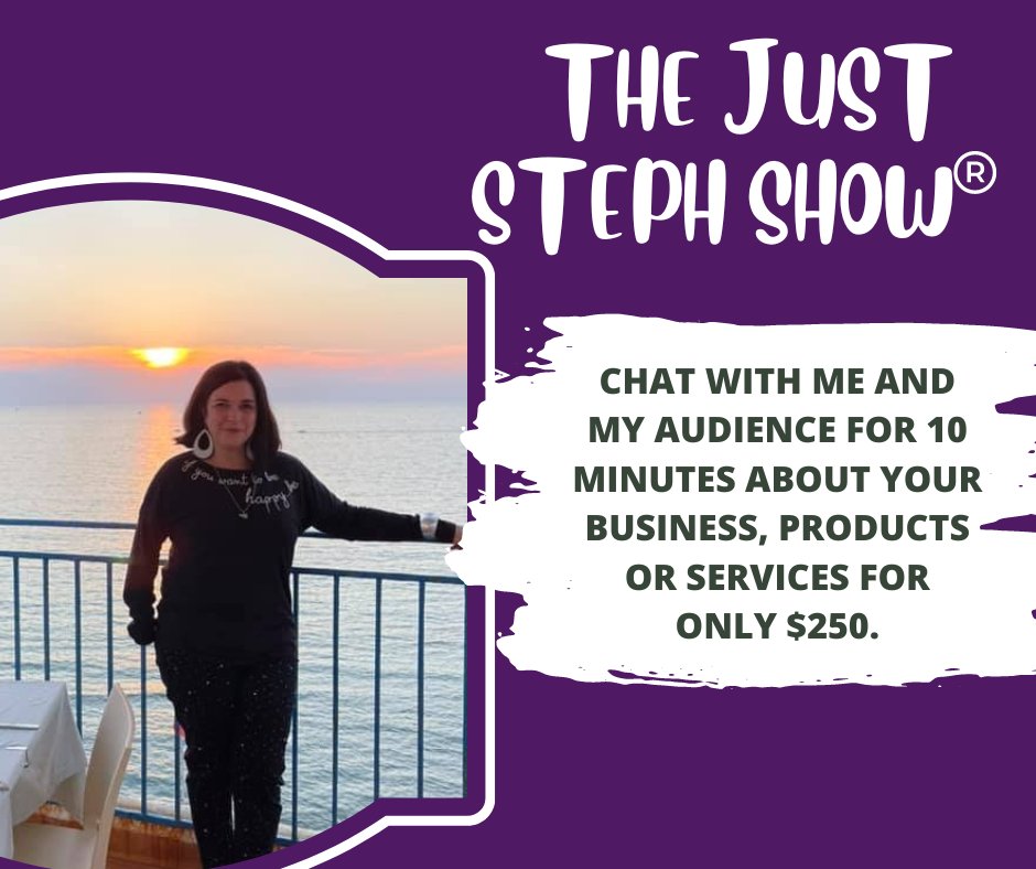 realjuststeph's tweet photo. Want to get your biz in front of well over 100k peeps?
Come into The Just Steph®️ Radio Show studio (super fun) or call in and tell me all about your biz for 10 minutes.
DM, Comment below or, Email me: steph@juststeph.com
https://t.co/xWdcdWTxHk
#talkradio #soulreader #healer https://t.co/jW6WsugkVC