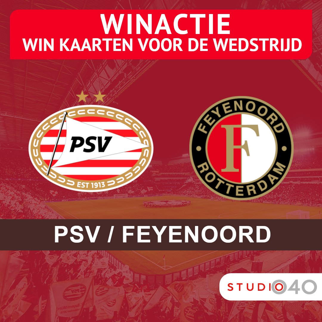 🔴⚪️ WINACTIE!
Aanstaande zondag kun jij naar de topper <a href="/PSV/">PSV</a> - <a href="/Feyenoord/">Feyenoord Rotterdam</a> om 14.30 uur in het Philips Stadion.

Wat moet je doen?

SMS '040 + PSV + JE NAAM' naar 3010

En dan maak jij vanaf vanavond t/m zaterdag kans op 2 tickets!

#PSV #Feyenoord #psvfey #eindhoven #winnen