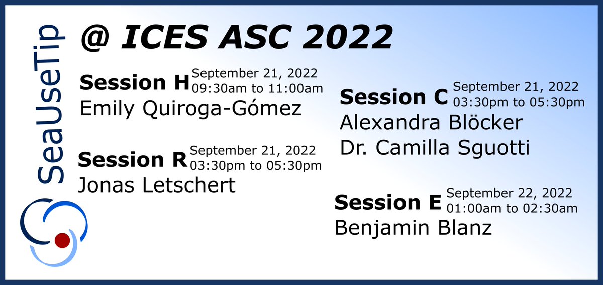 SeaUseTip (@seausetip) on Twitter photo What are you up to next week? Are you attending the ICES Annual Science Conference 2022? Want to hear what our SeaUseTip colleagues have to say? Join them for their talks! <a href="/ICES_ASC/">ICES</a> #ICESASC22 <a href="/AlexandraBloec1/">Alexandra Bloecker</a> <a href="/JonasLetschert/">Jonas Letschert</a> <a href="/BenBla5/">BenBla</a> <a href="/CamillaSguotti/">CamillaSguotti</a> What are you up to next week? Are you attending the ICES Annual Science Conference 2022? Want to hear what our SeaUseTip colleagues have to say? Join them for their talks! <a href="/ICES_ASC/">ICES</a> #ICESASC22 <a href="/AlexandraBloec1/">Alexandra Bloecker</a> <a href="/JonasLetschert/">Jonas Letschert</a> <a href="/BenBla5/">BenBla</a> <a href="/CamillaSguotti/">CamillaSguotti</a>