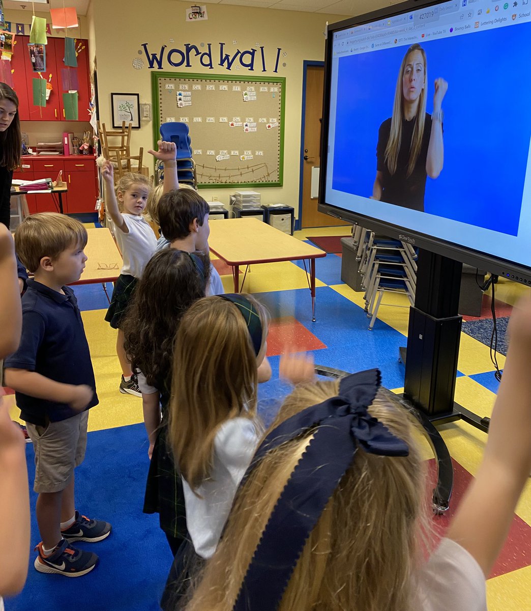 Mixing it up! K s’s loved playing Heggerty letter/ sound games with Mrs. B online for phonemic awareness warm ups! #trinitylearns