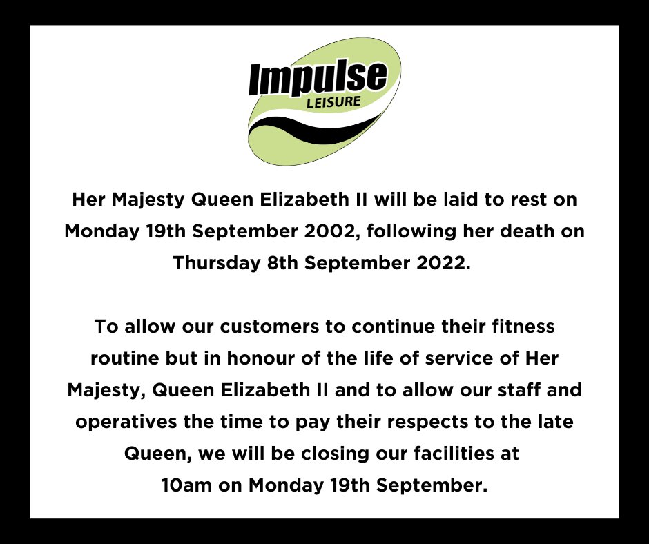 We'll be closing at 10am on Monday 19th September ⬇