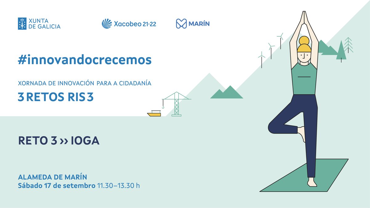 #3RETOSRIS3🧘A #innovación enfocada na saúde e envellecemento activo é unha prioridade da #RIS3Galicia. Quen se anima cunha sesión de ioga ao aire libre?
❗Anótate: xornadas.galiciainnovacion.es/3RetosRIS3/
📅Sábado 17
🕦 1ª sesión: 12.00 – 12.30 h
2ª sesión: 13.00 – 13.30 h
#innovandocrecemos