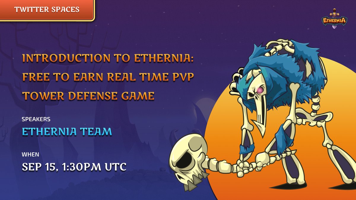 tcmegame's tweet photo. 📢We are excited to invite you all to our very first #TwitterSpaces ⚔️

Join us tomorrow at 1:30pm UTC to learn all about #Ethernia from the team! 🤩

See you all there!😉

⏲️Set a reminder today: https://t.co/ERFmipvKgL

#FreetoEarn #GameFi #Web3 #Polygon https://t.co/bqnwlBnVDg
