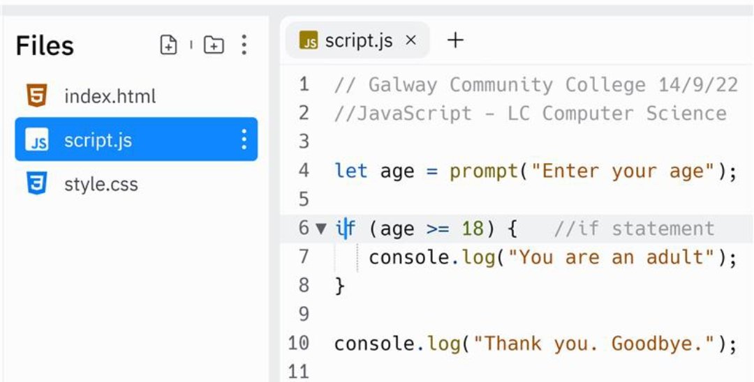 #lccs students introduced to #javascript today using <a href="/Replit/">Replit ⠕</a> thanks to @PDSTcs for brilliant CPD  <a href="/GRETBOfficial/">Galway and Roscommon ETB</a>