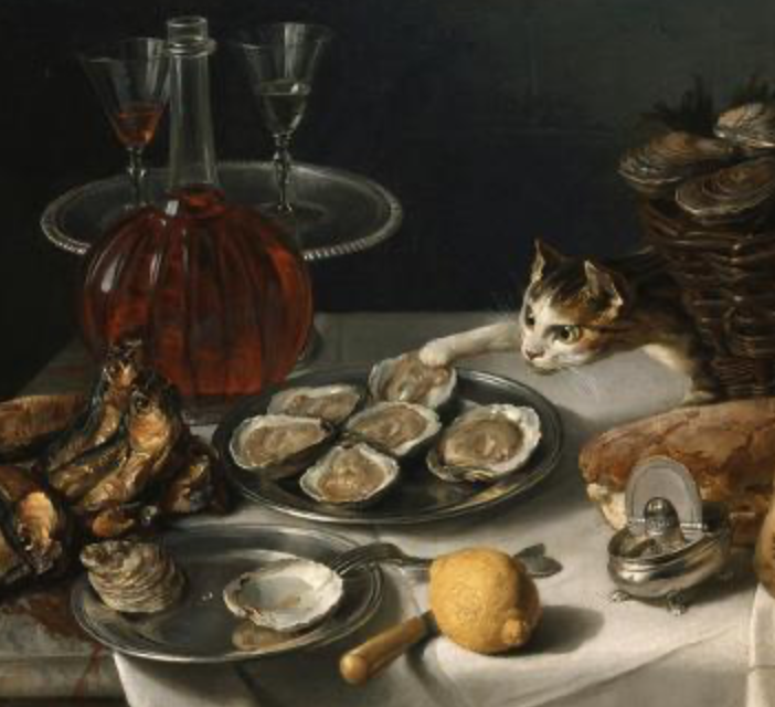 One of my favorite sub-genres of art is Cats Stealing Food in Still Life Paintings. It’s so wonderfully disrespectful. So here is a thread celebrating the need for snacks triumphing over art. First, Still Life with Cat. Alexandre-Francois Desportes, 1705. thegreatcat.org/the-cat-in-art…