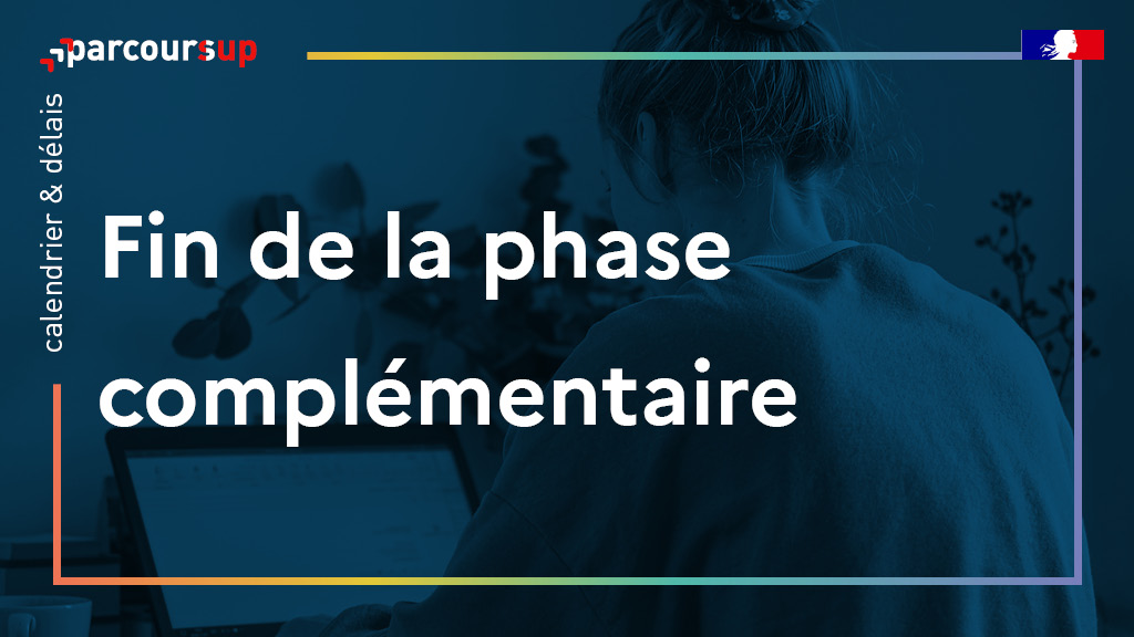 📣 La phase complémentaire de #Parcoursup se termine le 16 septembre.
 
📝 Mercredi 14 septembre (23h59 heure de Paris) : dernier jour pour formuler des vœux. 
➡️ bit.ly/3DoxTou 
 
✅ Vendredi 16 septembre : dernier jour pour recevoir une proposition d'admission.