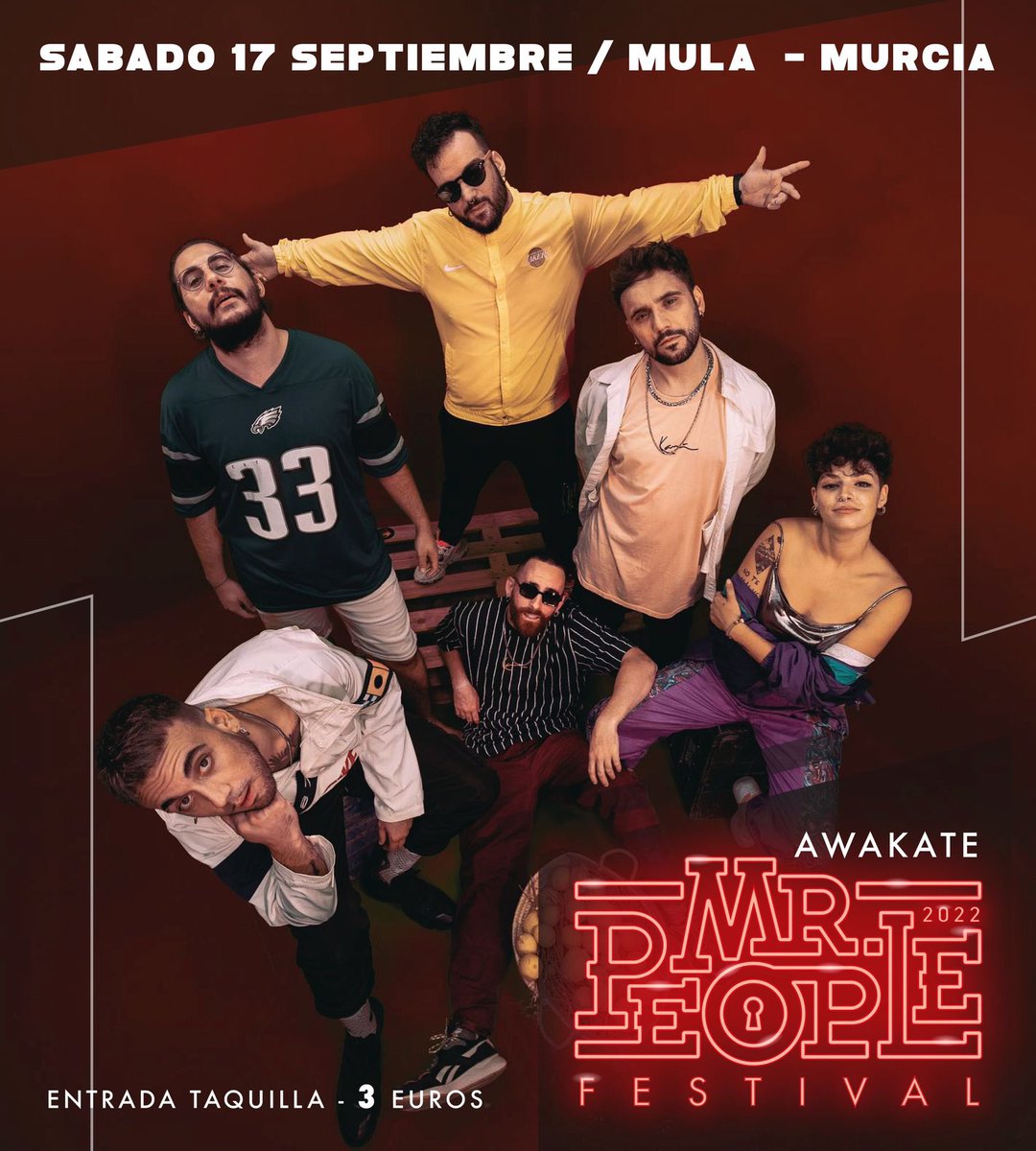 La sorprendente banda murciana <a href="/awakateband/">AWAKATE</a> nos harán saltar sin parar con su eléctrico directo este sábado 17 sept en <a href="/mrpeoplefest/">Mr.People Festival</a>  ¡Que no te lo cuenten! #mrpeoplefestival #hiphop #conciertosmurcia #mulamola