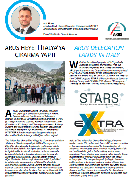 anadolurayli's tweet photo. ARUS Heyeti İtalya'ya Çıkarma Yaptı
ARUS delegation Lands in Italy
RailwayTurkey-Arif Aktaş
E-dergiye ulaşmak için: https://t.co/qnRYUKn1Z0
@EurailCluster @Exxtra_EU @STARS4Rail
#ARUS #işbirliği #güçbirliği #cosme #clusterXchange https://t.co/sXKAF4ILNe
