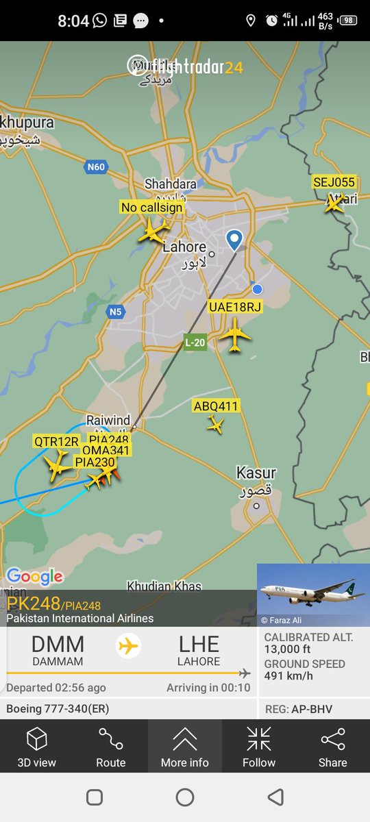 TahoorNaik's tweet photo. What was wrong this morning at #Lahore airport?
Sky was clear but planes were at holding
#Uniqueflights 
#OPLA
@OnlyPlanes06
@AirportLahore https://t.co/qQe2viS99r