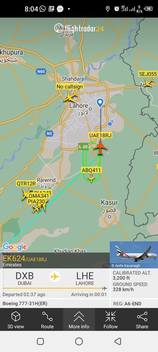 TahoorNaik's tweet photo. What was wrong this morning at #Lahore airport?
Sky was clear but planes were at holding
#Uniqueflights 
#OPLA
@OnlyPlanes06
@AirportLahore https://t.co/qQe2viS99r