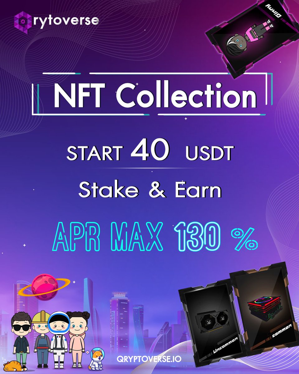 Qryptoverse's tweet photo. Qryptoverse now creates an NFT collection that you can become an individual owner. 🌎
Price starts at only 40 USDT and can be STAKED to earn APR maximum rewards at 130%. ⬆️
🔅 Join us and own Qryptoverse NFT collection now! Register and Purchase on QryptoVerse PLAY.OWN.EARN https://t.co/X4ouAdoFST