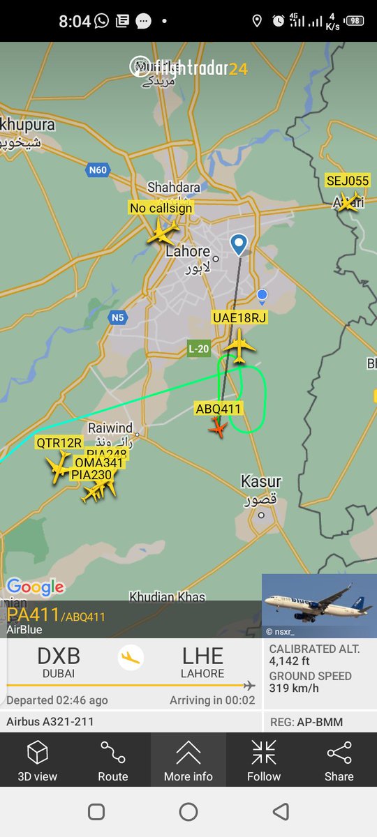 TahoorNaik's tweet photo. What was wrong this morning at #Lahore airport?
Sky was clear but planes were at holding
#Uniqueflights 
#OPLA
@OnlyPlanes06
@AirportLahore https://t.co/qQe2viS99r