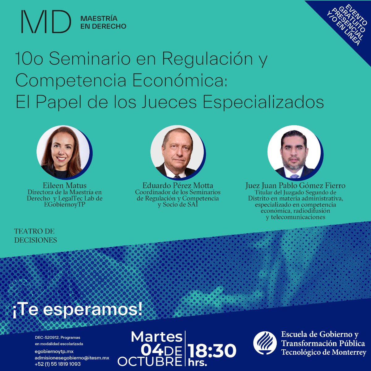 LegaltecLab's tweet photo. 📢Próximamente 4 Oct, 18.30 hrs. Platiquemos con el @JPgomezfierro  sobre el papel de los #jueces especializados en #competencia #radiodifusión y #telecomunicaciones @EGobiernoyTP @TecdeMonterrey https://t.co/XEkSy4TiaG