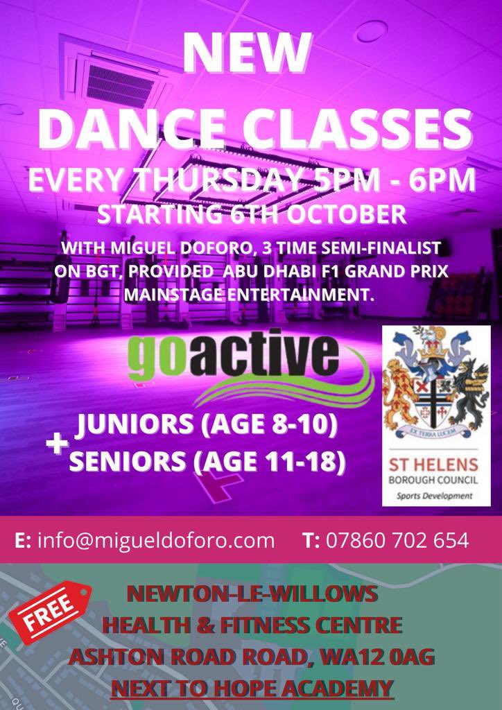 Community and dance is in my heart so I’m delighted to be providing a dance class in Newton with myself and <a href="/sthelenscouncil/">St Helens Borough Council</a> <a href="/YouthSportsSTH/">Youth Sports STH</a> <a href="/GoActiveSTH/">GoActive</a> see poster for details #comedancewithus 💛