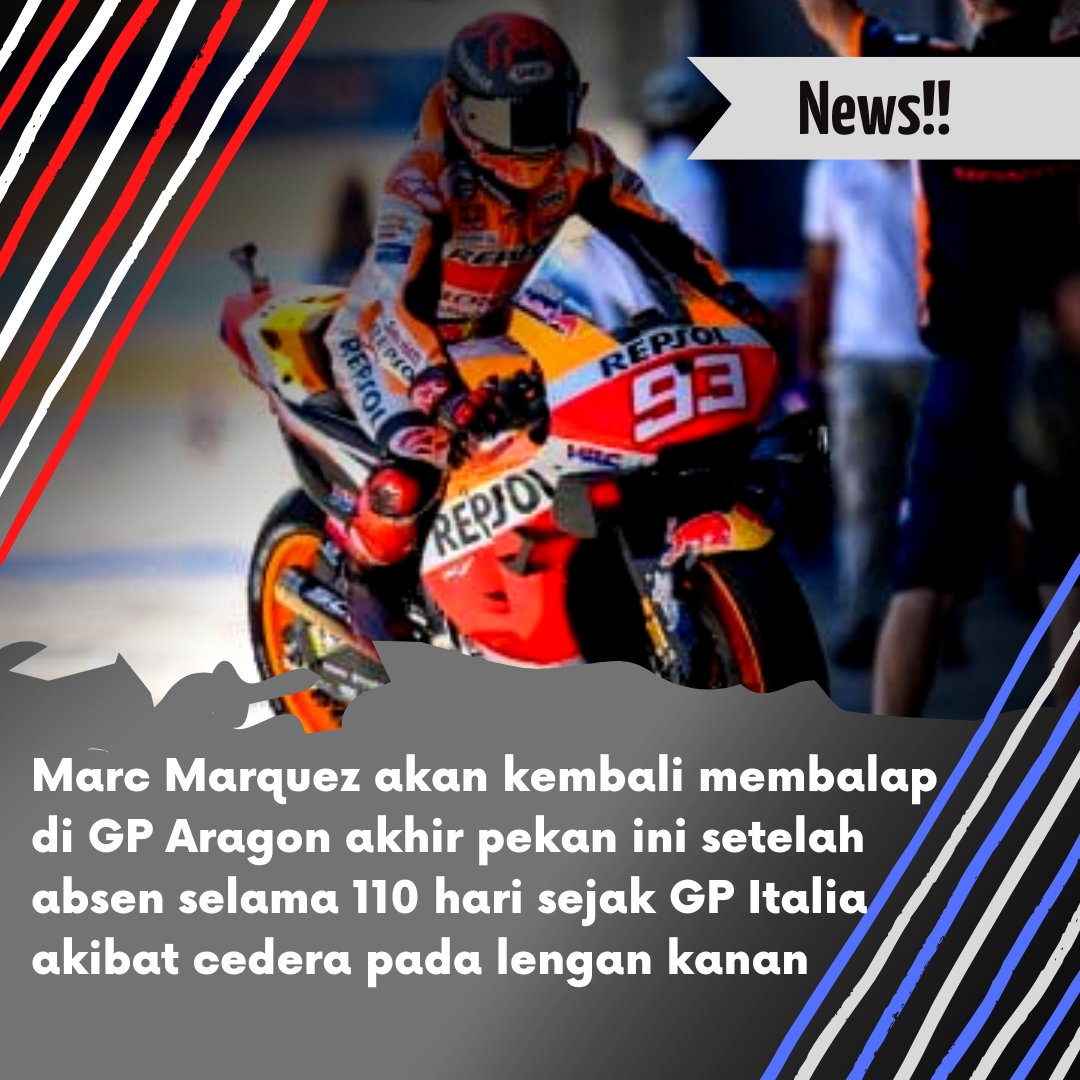 InaRaceInfo1's tweet photo. The King Is Back!!. MM93 Akan kembali balapan di MotoGP Akhir Pekan Ini

#motogp #gpmania #mm93 #motorsport #balap https://t.co/0xyO2Q5TKK