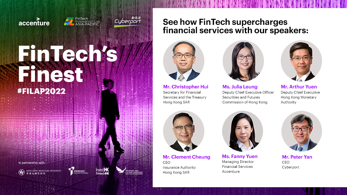 Financial services luminaries unite at our first Accenture FinTech’s Finest on Oct. 12 at <a href="/cyberport_hk/">Cyberport</a>. As part of #FILAP2022, the forum aims to spark new solutions that will revolutionize the fintech landscape. Event is by invite only. RSVP via FintechAPinquiry@accenture.com.