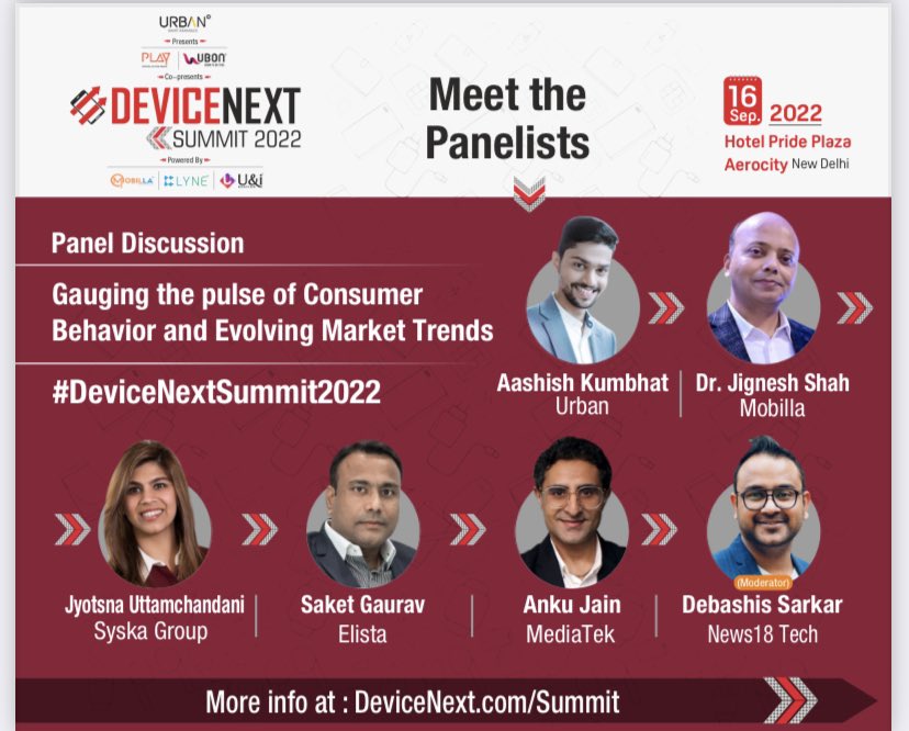 ElistaWorld's tweet photo. Save the date!

Catch our CMD - Mr Saket Gaurav in a panel discussion with industry stalwartz on 'Gauging the pulse of Consumer Behaviour &amp; Evolving Market Trends' at #DeviceNextSummit2022 on 16th September 2022.@DeviceNXT https://t.co/zyh1bUUDAr