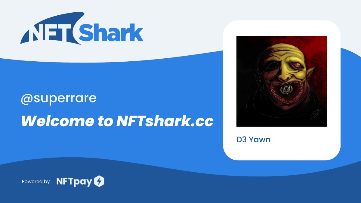 NFT Shark (@nftsharkcc) on Twitter photo Welcome @superrare to NFTshark.cc 🦈
Purchase your favorite #NFTs from #OpenSea with your card in 1 min today 💳👇
nftshark.cc/assets/ethereu… Welcome @superrare to NFTshark.cc 🦈
Purchase your favorite #NFTs from #OpenSea with your card in 1 min today 💳👇
nftshark.cc/assets/ethereu…