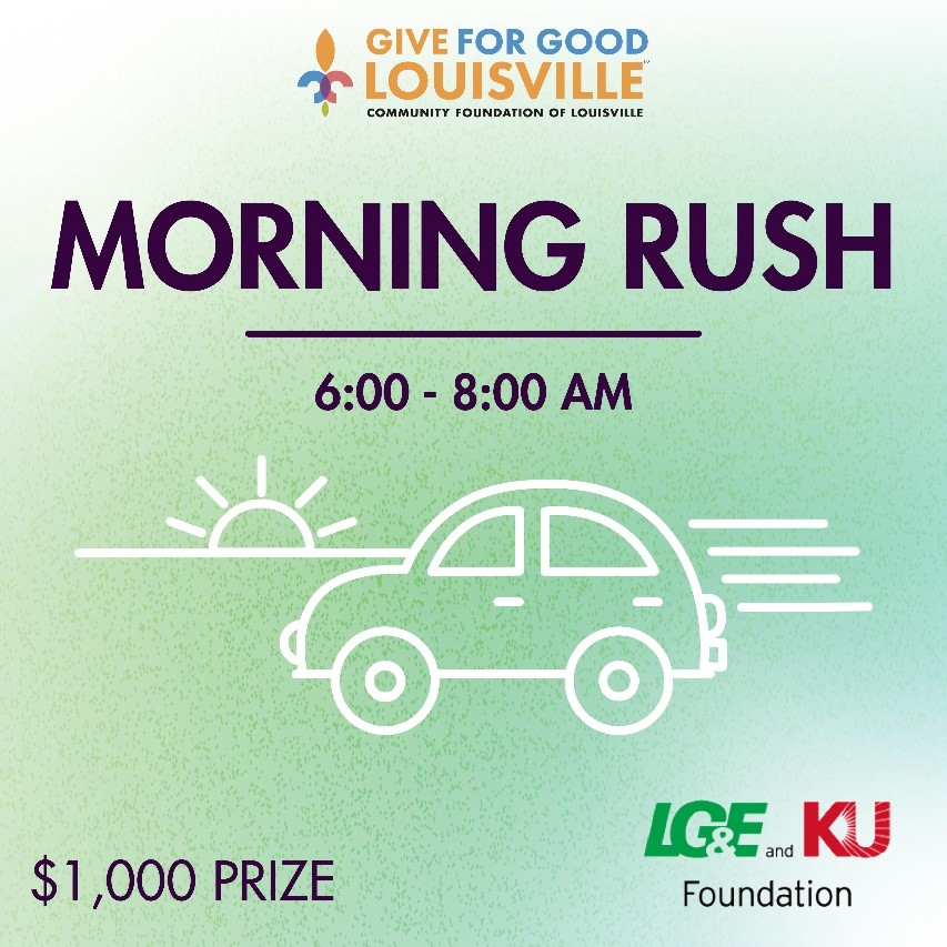 LouMedSociety's tweet photo. Give For Good Louisville is TOMORROW 🥳! Many physicians are early risers – maybe we can use that! The organization with the most donors between 6-8a will get the MORNING RUSH prize of $1,000! https://t.co/NyZO1c7fek @cflouisville 
#GiveForGLMSF #GiveForGoodLou #KnowTheGood https://t.co/TwSXHDKI3R