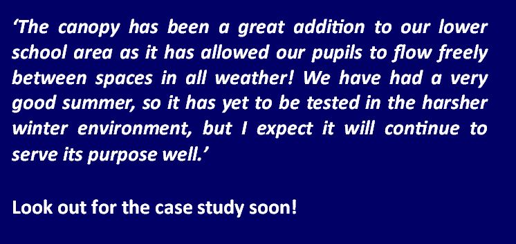 streetspaceUK's tweet photo. Following the recent installation at ACS International School Egham; Scott Beavers, Senior Facilities Manager for the ACS International Schools Group had these kind words to say:

#canopy #schoolcanopy #externallearning #testimonial #educationcanopy https://t.co/cxMmgM1ugJ