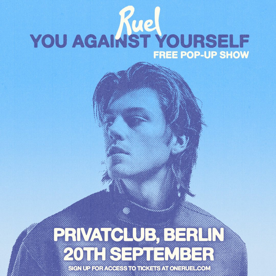 OH THIS ONE is gonna be fun.. berlin next week to play another FREE pop up show at privatclub!! tix go on sale tomorrow, sign up for access at oneruel.com