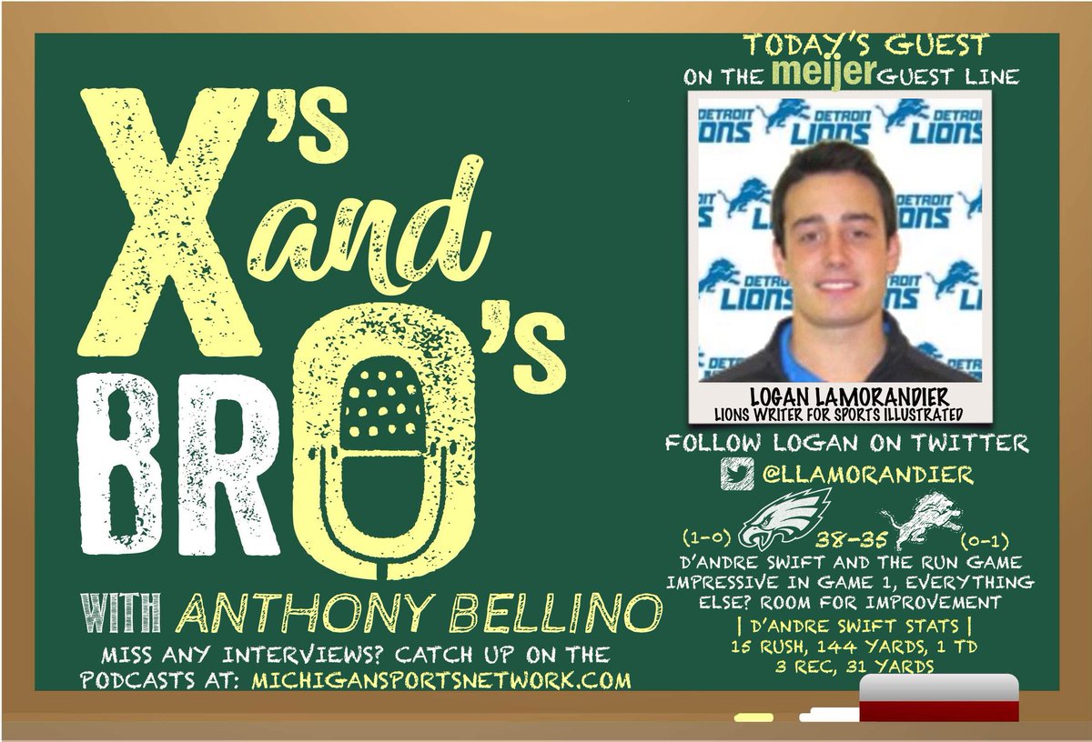 XBMornings's tweet photo. Coming up on X's and Br0's w/@ACBellino 

-The Good, The bad, the WTH from Lions week 1 loss
-NFL week 1 scoreboard
-7:35 @LLamorandier 

CALL THE @meijer Guest Line
248-951-2176
TEXT SPORTSRADIO to 21000
WATCH: @BCSNsports CN900
LISTEN: https://t.co/SbtvCv3ODJ https://t.co/iuIK0mwaw4