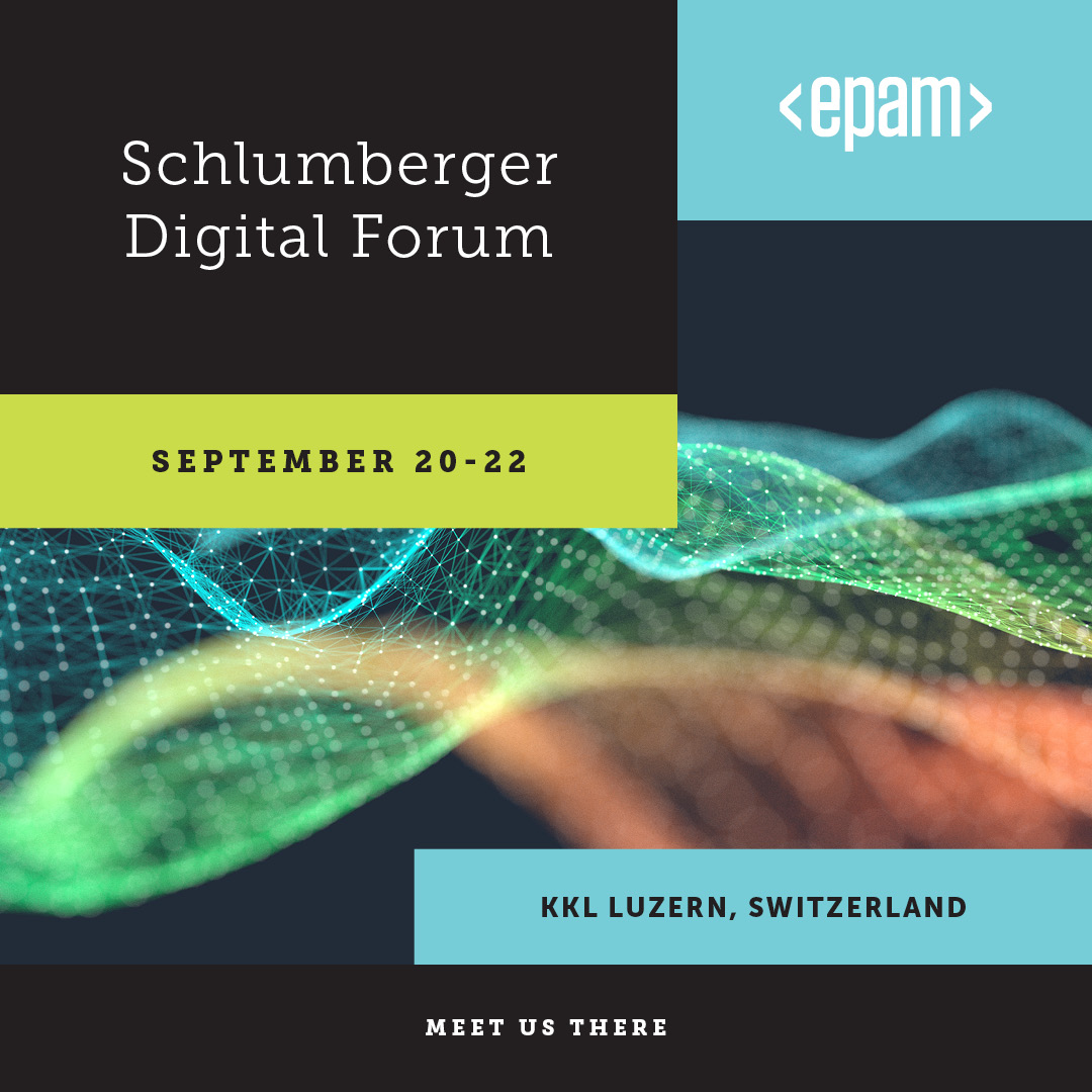 EPAMSystems's tweet image. Will you be at the Schlumberger Digital Forum in Switzerland? Let us know! We’re sharing how we help our #energy customers build #SoftwareFactories, commercialize PoCs and make #CloudComputing a catalyst for #DigitalTransformation: epamsys.co/3BDYVqE #SLBDigitalForum