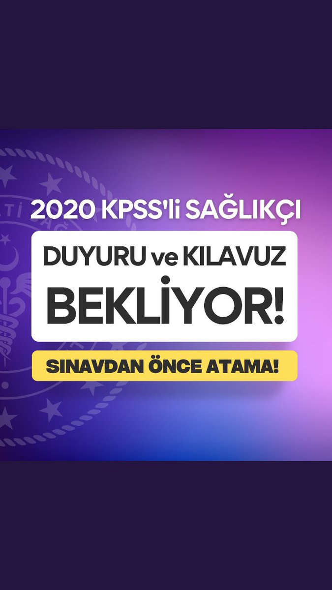 Sayın cumhurbaşkanım <a href="/RTErdogan/">Recep Tayyip Erdoğan</a> , verdiğiniz müjdeden sonra bakanımız <a href="/drfahrettinkoca/">Dr. Fahrettin Koca</a> hiçbir şekilde açıklamalarda bulunmadı. Atamanın nasıl olacağını endişe içindeyiz. Mağdur olmak istemiyoruz atamayı yapın 2020 puanlı meslektaşlarımız mağdur 

KOCASusma KılavuzYayınla