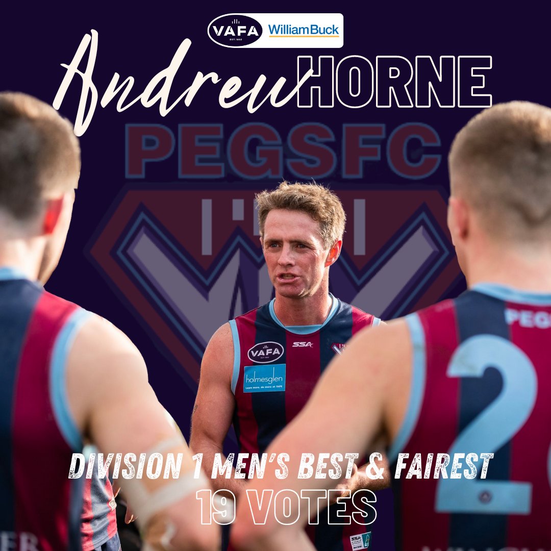 VAFA_HQ's tweet photo. Congratulations to our B&amp;F winners from the Men's Divisions. Div 1 Andrew Horne (PEGS), Div 2 Wayne Schultz (Ivanhoe), Div 3 Jack Hamilton (Parkside), Div 4 Sam Lee (Albert Park). https://t.co/n6hlul1lBn