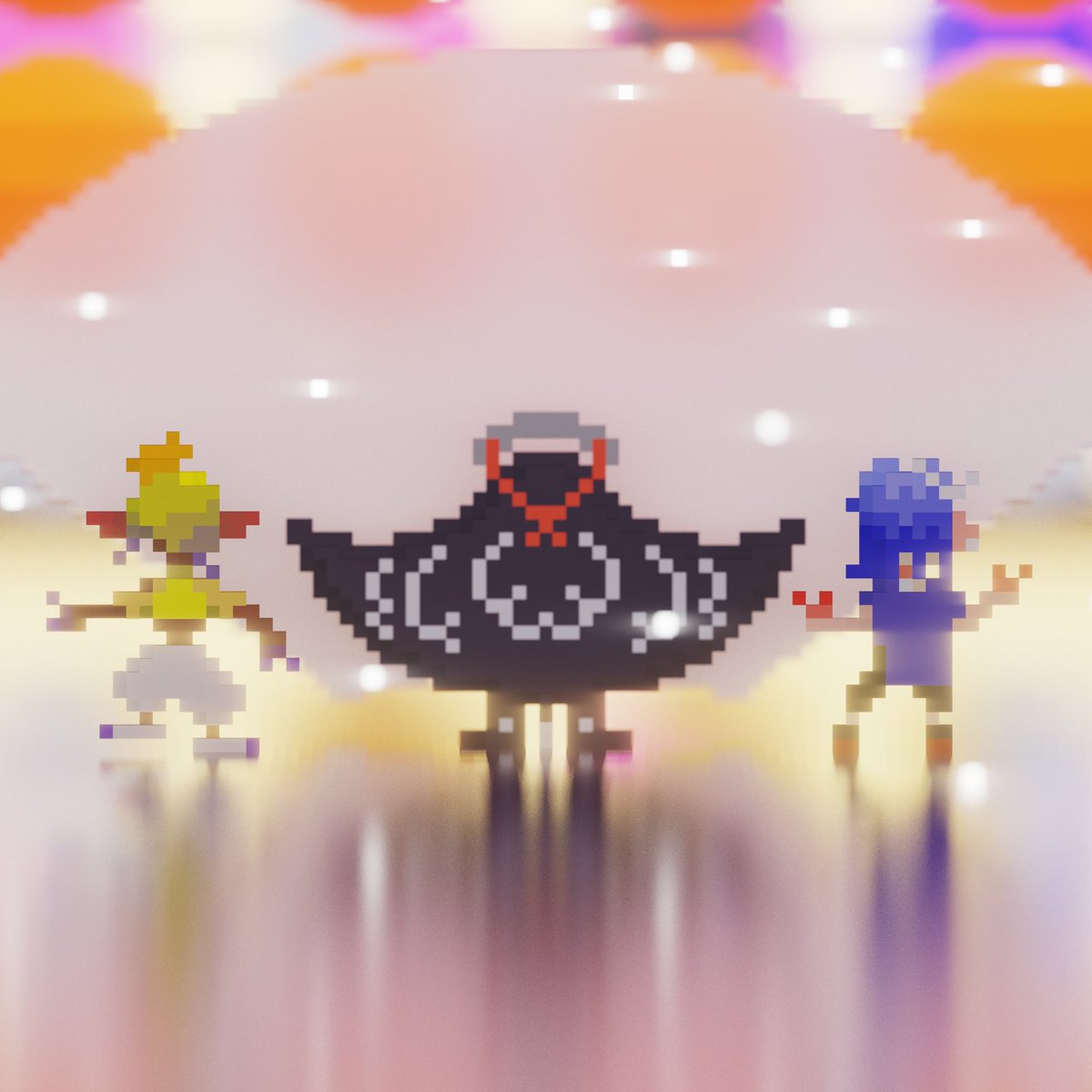 🟡廢寢忘食的奪寶獵人！大海中的黑幫舞者，曼曼是也！
🟣鯊氣騰騰的鯊魚操作者！將一切啃咬殆盡的莎莎是也！
🔘魟！(一本萬利、財源滾滾！) 魟！(鬼蝠魟的鬼蝠是也！)

🟡蠻頹的代表人物！🟣超魷型的俠盜！🔘魟！(揮霍無度！) 
我們是...「魚漿幫」！！

#Nintendo #splatoon3 #斯普拉遁3 #deepcut