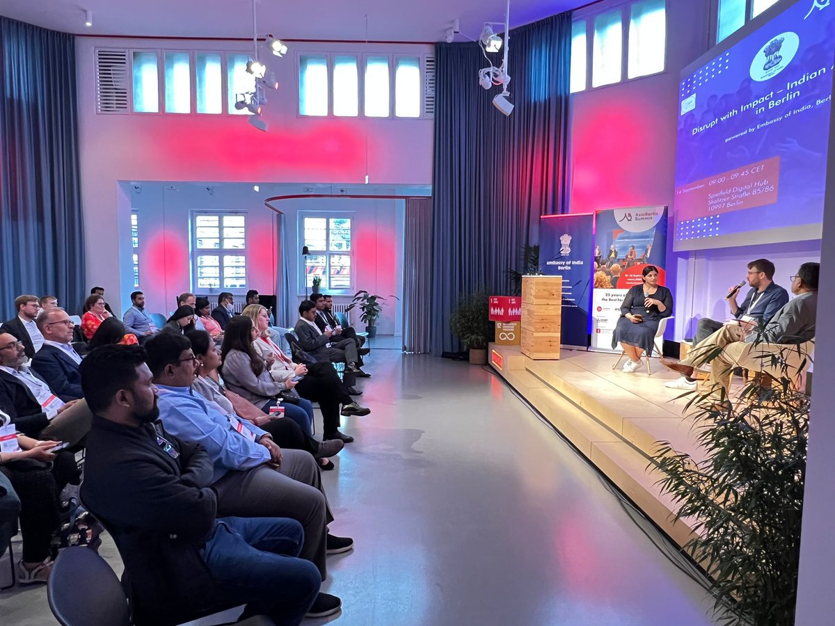 eoiberlin's tweet photo. @eoiberlin conducted the opening session on 🇮🇳startup ecosystem & the impact of 🇮🇳in the domain of #AI and #digitalisation during the #EmbassyDay of #AsiaBerlinSummit. https://t.co/RBhpH6cZQj