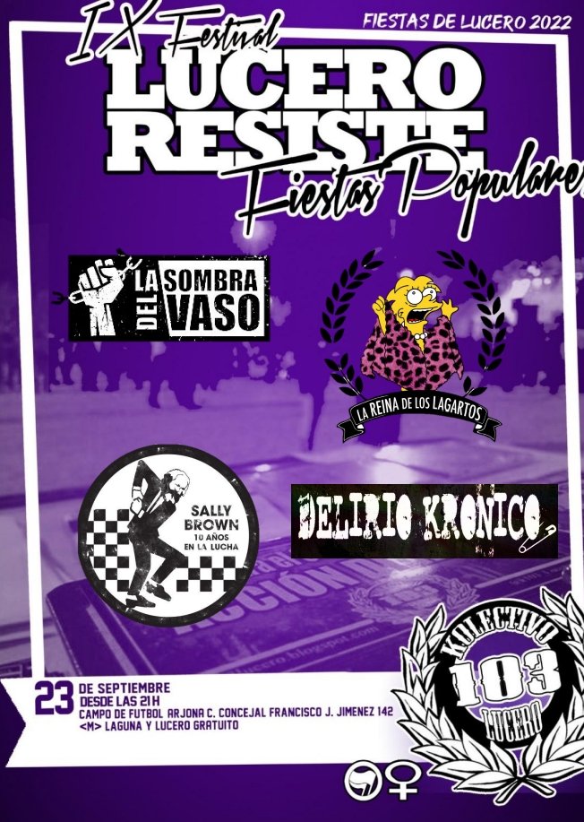 Peña!

📢 ATENCIÓN 📢
🗓️23/09
🕒21:00
📌Campo de fútbol Arjona (Calle Concejal Francisco J. Jiménez 142)
🚇 Metros Laguna y Lucero
💸Totalmente ¡GRATIS!

Nos juntaremos con lxs compas de La reina de los lagartos, Delirio Kronico y <a href="/SallyBrownMadri/">Sally Brown</a>

Nos cantamos muy pronto!!!