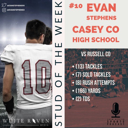 12thSports's tweet photo. 🚨Stud of the Week🚨

⭐️@Evanstephens010 ⭐️

Graphic Credit: @whiteravenmedia 

Congratulations Evan on being named the @12thSports Stud of the Week with your performance against Russell Co. 

🎤Episode 13: Evan Stephens🎤
@ScPodcast12th 

⏰Today at 11am.  📍Apple/Spotify https://t.co/v3nZ1iqwLS