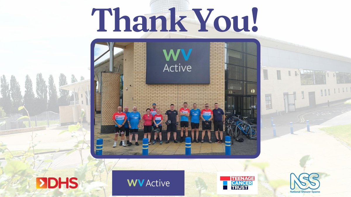 A big thank you to WV Active for providing refreshments and use of their facilities on Day 2 of the Charity Cycle. 
<a href="/WV_Active/">WV Active</a>  <a href="/TeenageCancer/">Teenage Cancer Trust</a> <a href="/NatShowerSpares/">NationalShowerSpares</a>