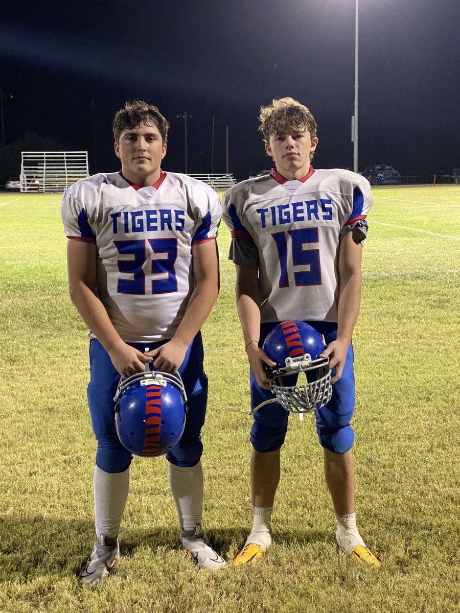 Sophomore Jimmy Gardner and Junior Davin Hamby for Pawnee Heights (6-Man) football each had 4 rushing touchdowns and 1 receiving touchdown last Friday in a win over Chase. Hamby also had 3 passing touchdowns while Gardner had 11 tackles. #sportsinkansas