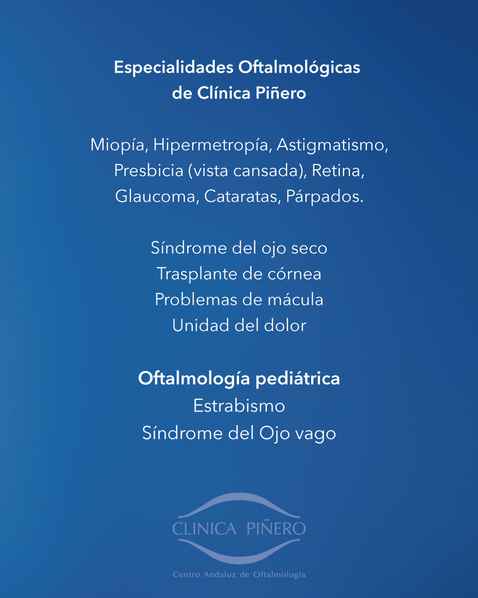 ClinicaPinero's tweet photo. ¿Quieres saber cuáles son nuestras especialidades? Conoce más sobre la #ClinicaPiñero y su equipo médico

🌐 https://t.co/oCs5GLHubF
☎️ 954296543 📱 Whatsapp 653761260
📧 consulta@clinicapinero.com https://t.co/RTlW24n0XQ