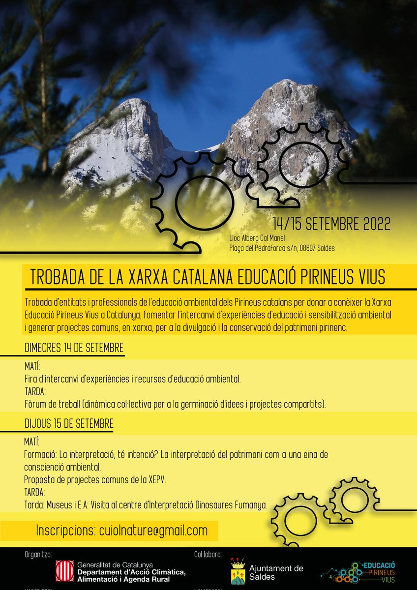 transicioeco's tweet photo. Les entitats catalanes de la Xarxa Educació Pirineus Vius es troben avui i demà a Saldes per compartir experiències i recursos, fer formacions i crear nous projectes en comú d'#EducacióAmbiental i divulgació per a la conservació del patrimoni pirinenc https://t.co/fHWcEhDCQR