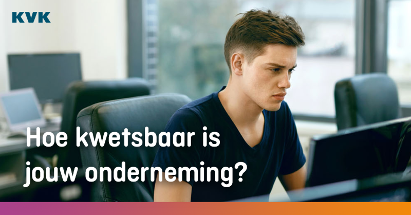 KVK_NL's tweet photo. Met een #cyberscan meet je of je digitaal kwetsbaar bent. Zo’n scan is meestal een korte vragenlijst. Je beantwoordt vragen over de digitale veiligheidsmaatregelen die je in je bedrijf toepast. Op basis van je antwoorden krijg je feedback over jouw kwetsbaarheid.