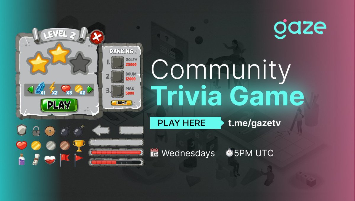Hey, #Gazers! It's Trivia Day!!!

Don't miss out on today's community Trivia Quiz game. Come put your blockchain knowledge to a test and have fun while at it. 

🗓 : 14th Sep
🕓: 5:00 PM (UTC)
📍: t.me/gazetv

#Trivia #Web3 #blockchain