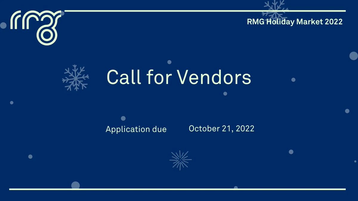 Applications for our holiday artisan market, in collaboration with the 
<a href="/oshawacity/">City of Oshawa</a> for the Merry &amp; Bright Festival, are officially OPEN!
Our market will be held on November 17th from 5PM to 9PM at the RMG. 
Apply today!
buff.ly/3AZBcQ3 
#thermg #artisanmarket #vendorcall
