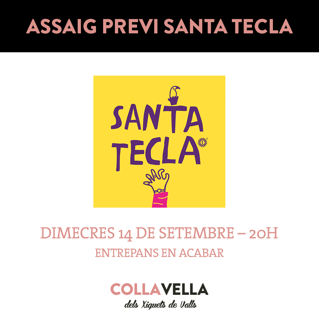 collavella's tweet photo. 🔥 Avui tenim assaig especial per preparar la Diada de @SantateclaTGN - Primer Diumenge de Festes d’aquest cap de setmana a Tarragona. Som-hi, Colla! 

🥪 En acabar, entrepans calents i beguda.

#GanesdeVibrar #GanesdeSantaTecla #CollaVella #Castellers https://t.co/sJUtARHw6d