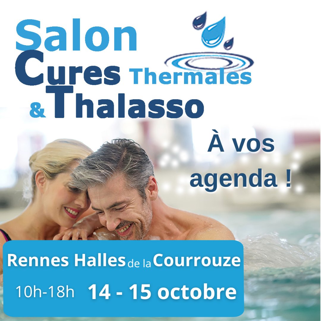 ThalassoCures's tweet photo. Professionnels de la #Thalasso💧 et des #CuresThermales🧖‍♀️, nous vous donnons rendez-vous au prochain salon Sud-Ouest Events les 14 et 15 octobre à 📍#Rennes à la Halle de la Courrouze https://t.co/l3F9r5nUqD