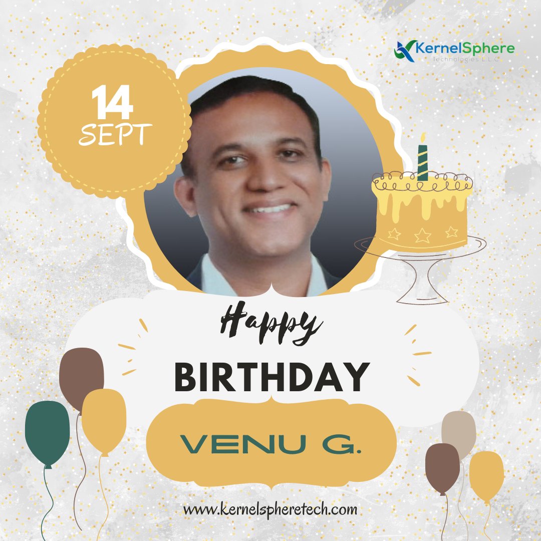 kernelsphere1's tweet image. #Kernelspheretech wishes truly magnificent and spectacular birthday to Venu G.

May you experience more grace so that you can keep living a happy life and making wonderful achievements. 
We wish you many more prosperous years to come!

#BirthdayWishes #HappyBirthday #Blessings