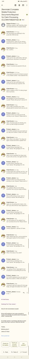 imkvivek90's tweet photo. Never buy "Complete Mobile Protection" from @Flipkart @flipkartsupport 
It's a big scam running on @Flipkart platform with #fraud service provider: #Jeeves
#FlipkartBigBillionDays 
@consumercourtin @forum_consumer @_Kalyan_K to help me on this to get my money refunded.
PFA email. https://t.co/NESvBHxJh6